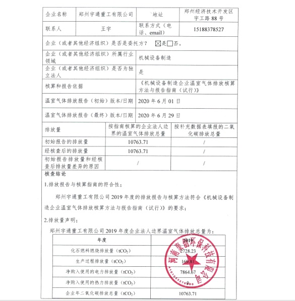 2019年碳核查报告